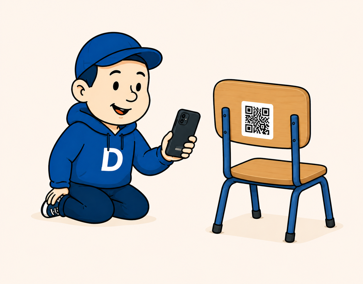 Inventarizace židle pomocí mobilu a QR kódu